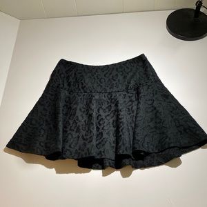 FREE PEOPLE CHEETAH PRINT A-LINE BLACK MINI SKIRT